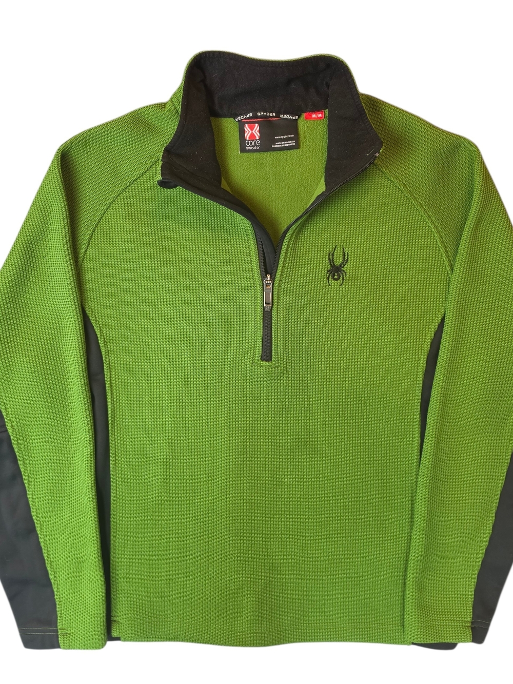 Spyder Men's Core Sweater Half Zip Fleece Pullover Lime Green & Black Medium